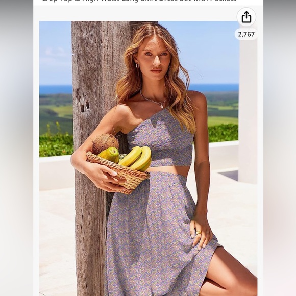 Floral two piece set skirt and ruched crop top - Picture 5 of 5